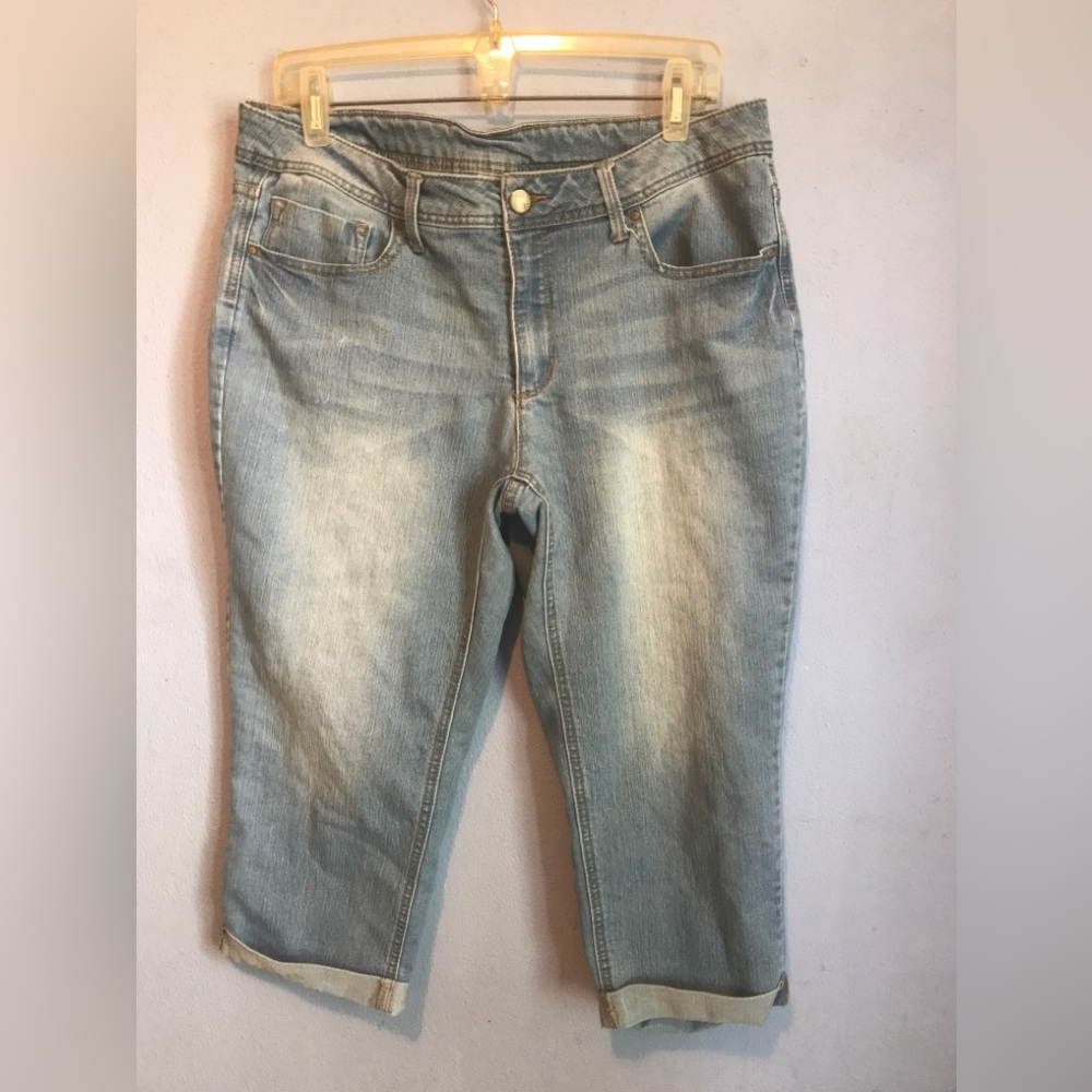 Vintage K-Mart Faded Glory Capri Jeans Womens Sz 16 Stretch Cuffed Mid-Rise